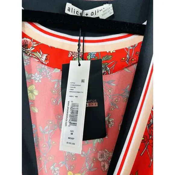 NWT Alice & Olivia Lydia Tie Front Scarf Print Crop Top SzM Versatile Trendy Fun - Picture 5 of 14